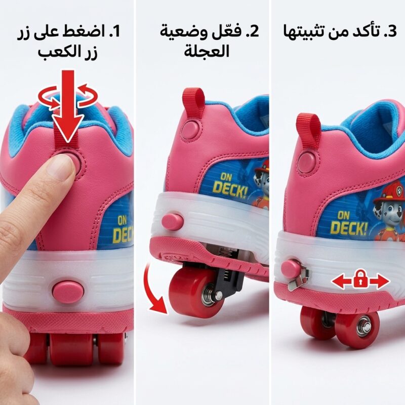 حذاء التزلج المضيء للأطفال 2 في 1