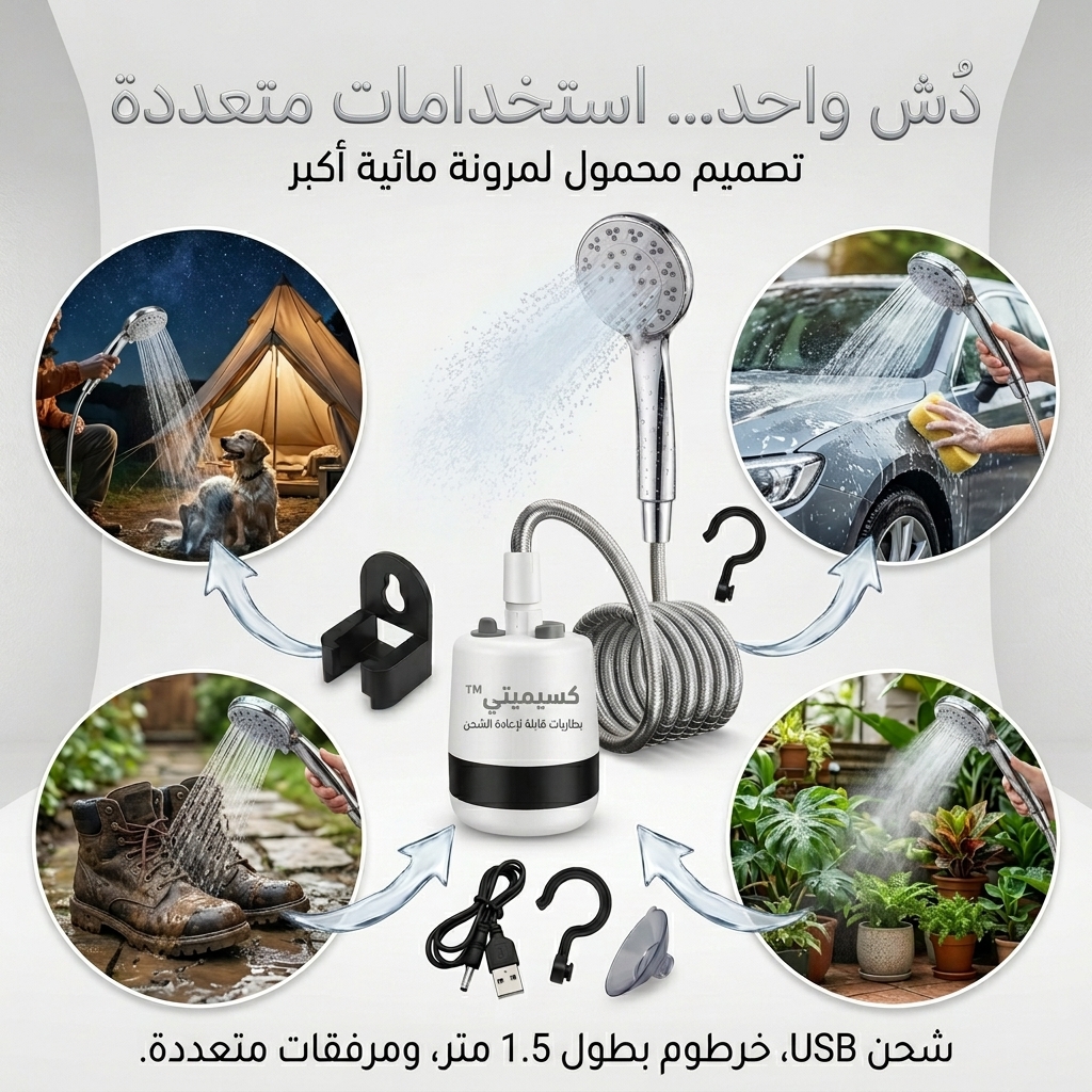 مضخة دش التخييم القابلة للشحن