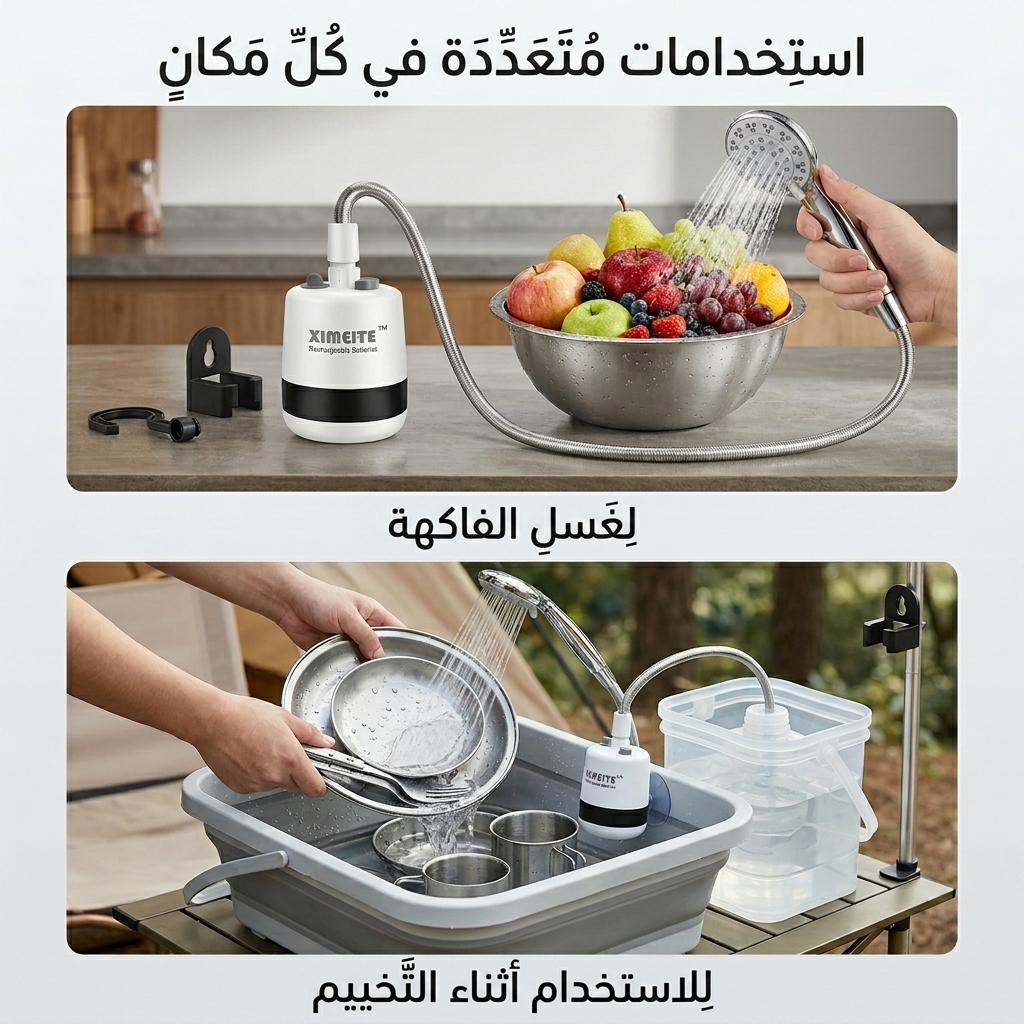 طريقة استخدام دش التخييم المحمول