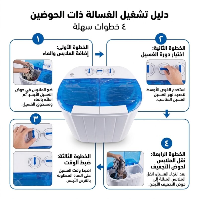 غسالة ونشافة ملابس حوضين