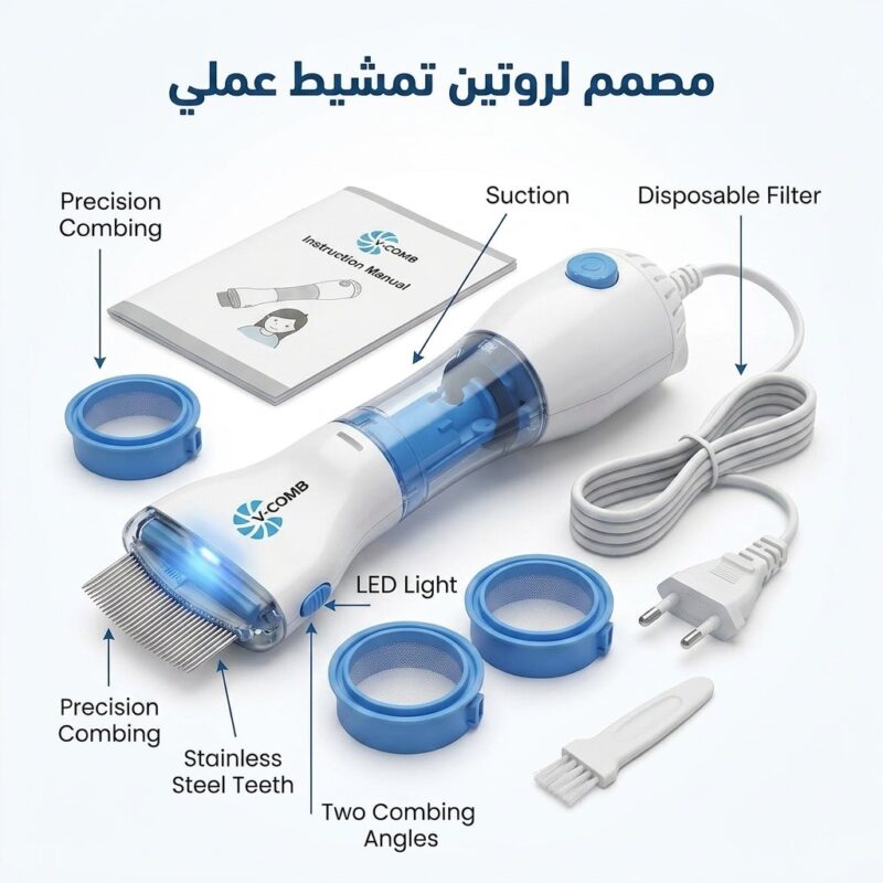 مشط العناية الكهربائي V-Comb لتنظيف الفروة