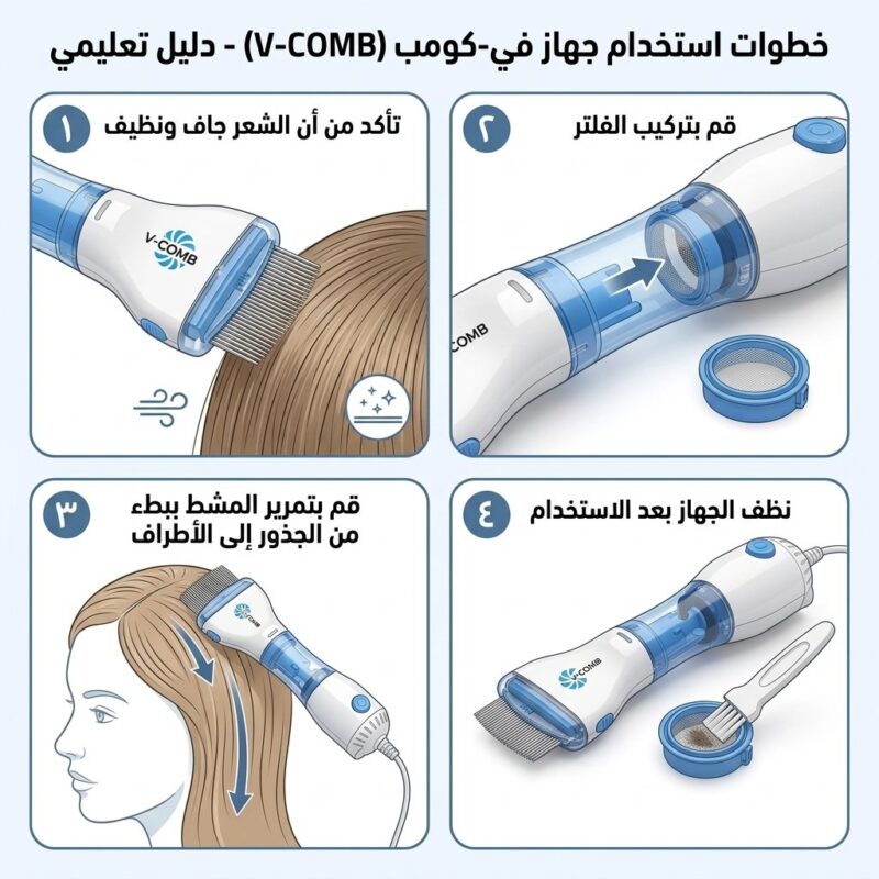 مشط العناية الكهربائي V-Comb لتنظيف الفروة