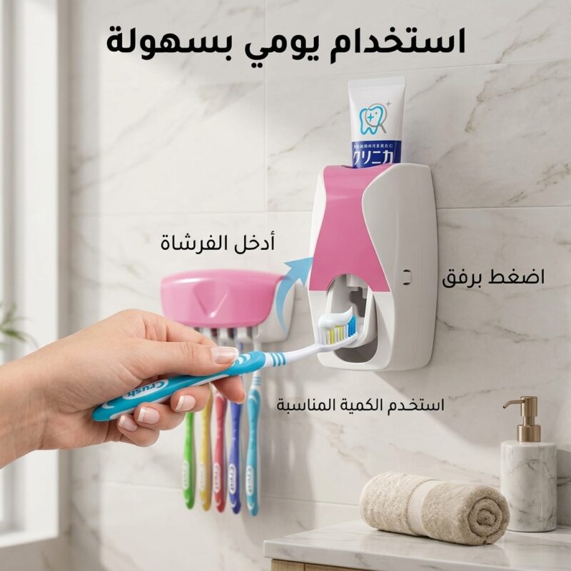 موزع معجون الأسنان الأوتوماتيكي مع حامل فراشي