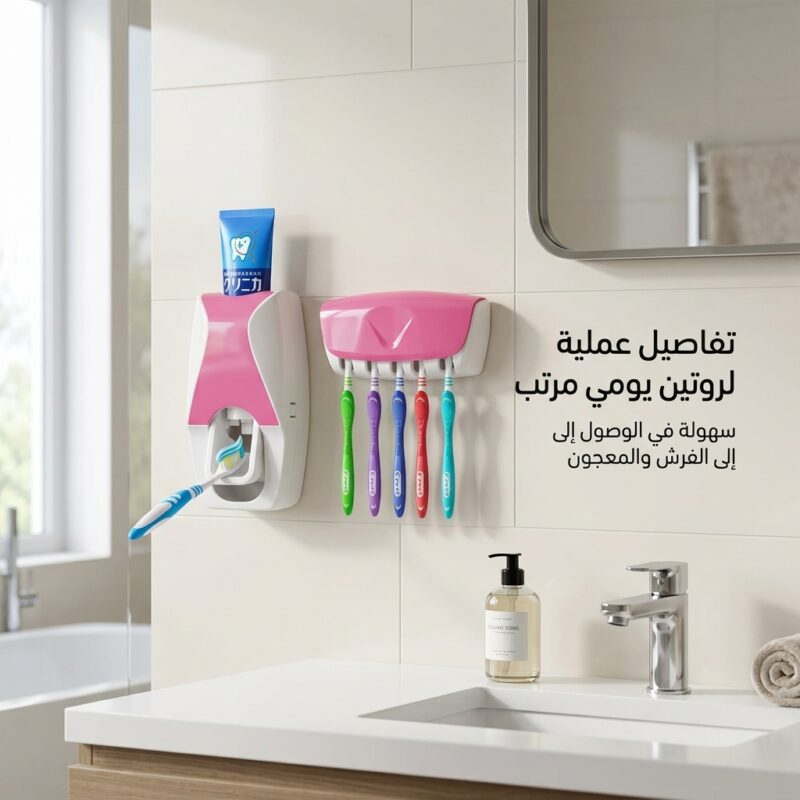 موزع معجون الأسنان الأوتوماتيكي مع حامل فراشي